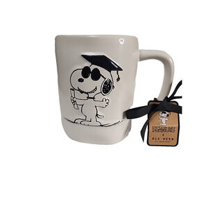Snoopy Graduation Rae Dunn "YOU DID IT!" Double Sided White Mug New!